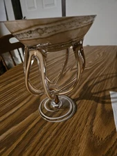 Zorza Hand Blown Glass With Jellyfish/Octopus Style Footed Glass Bowl Poland 7.5