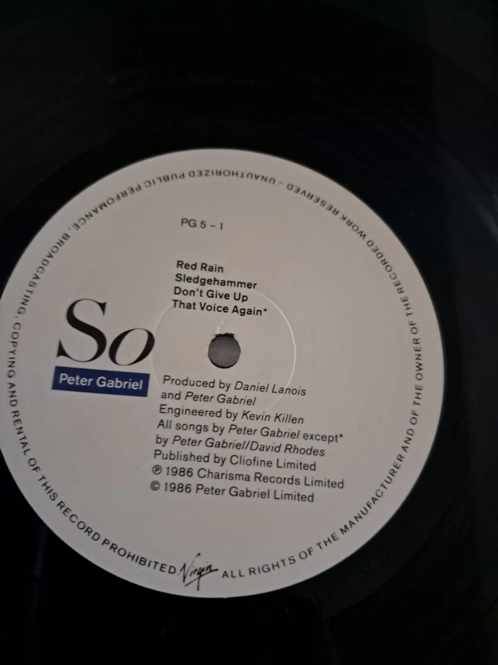 Peter Gabriel So 12" Vinyl LP album 1986 Virgin PG5 inc Sledgehammer / Red Rain - Image 4 of 4