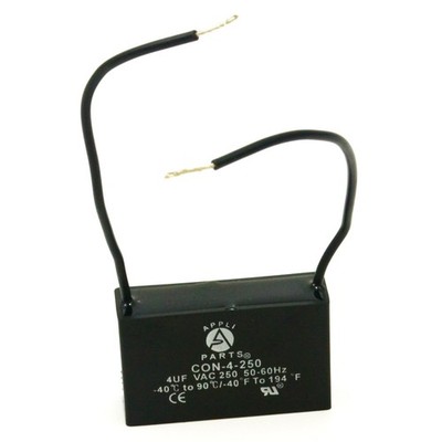 Appli Parts Fan Capacitor 4 mfd (microfarads) uf 250 VAC with 2 Wire Terminal Co