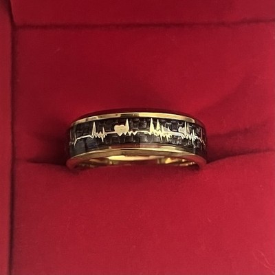 Classic Design Titanium Steel Black/Gold Lifeline Design 8mm Band S 11