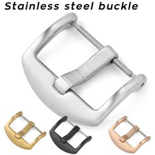 304 Stainless Steel Brushed Leather Watch Strap Buckle 16mm 18 20 22mm Pin Clasp
