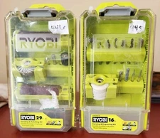 Lot RYOBI 29 PC Sanding/Polishing A90AS29 & 16 PC Carving/Engraving Kit A90AS16