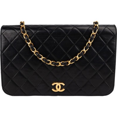 Chanel Quilted Lambskin Medium 24K Gold Single Flap Shoulder Bag Coco CC Tasche