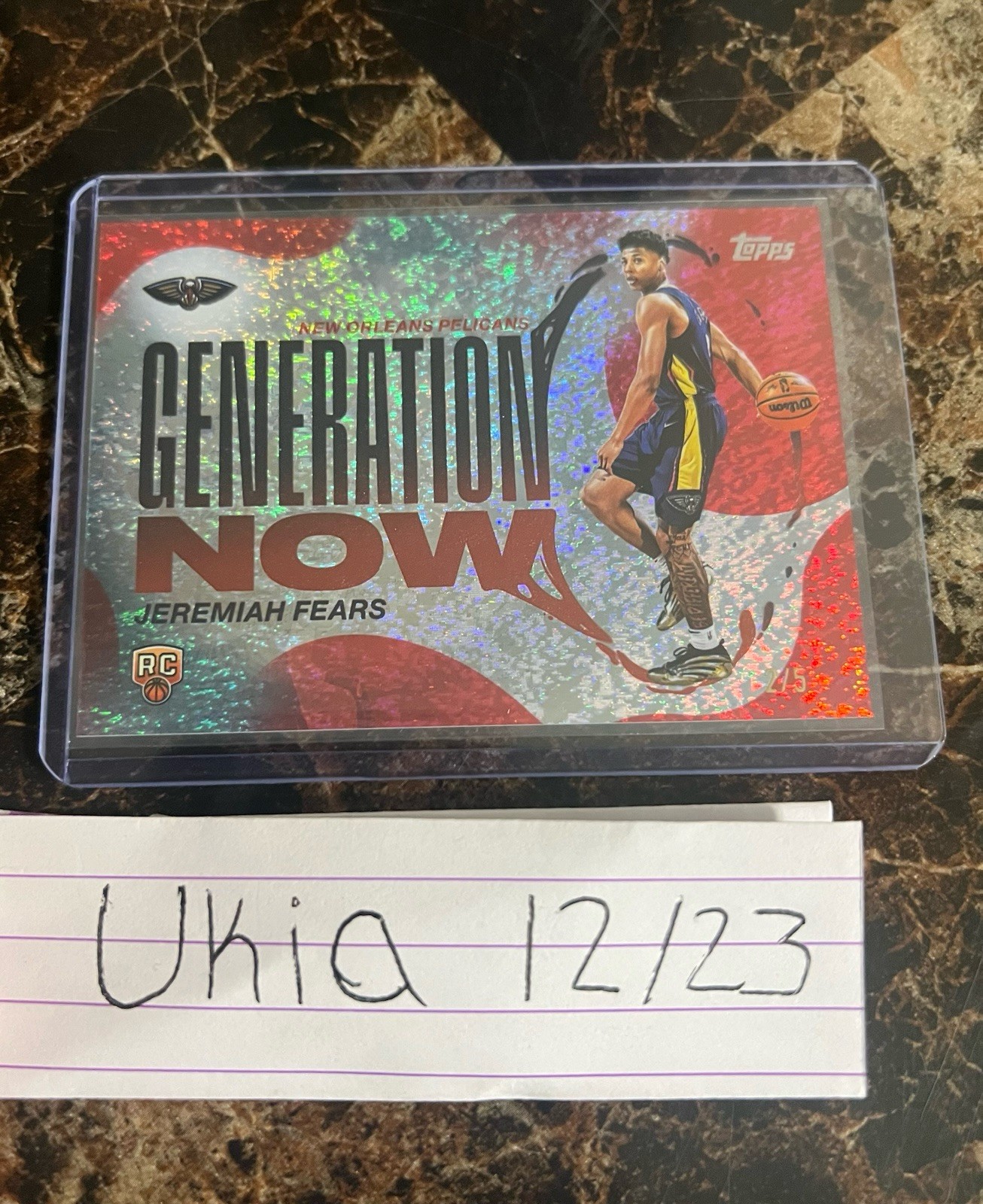 Topps 2025-26 Generation Now Jeremiah Fears GN-7 Red Holofoil RC /5 Pelicans