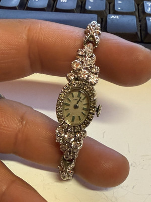 Vintage Hamilton Ladies Watch 14K White Gold  NON WORKING