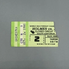 1980 HOLMES VS. ALI TICKET STUB DULUTH AUDITORIUM CCTV TICKET STUB