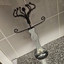 Vintage Mirrored Curvy Mannequin Black Metal Heavy Chrome Based Jewellery Stand 