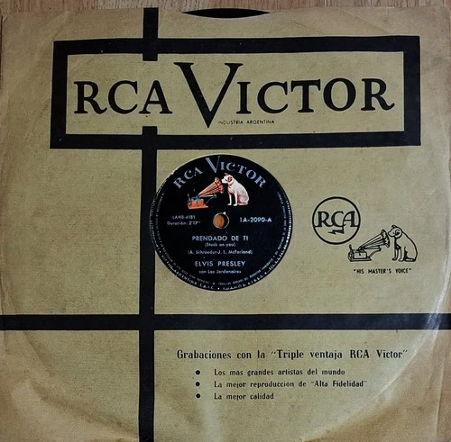 Elvis ARGENTINA Vinyl! 1960 78 RPM Prendado De Ti STUCK ON YOU Fama Y Fortuna