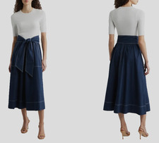 **1530 Vince Camuto Mixed Media Tie Front Midi Dress Sz S $168