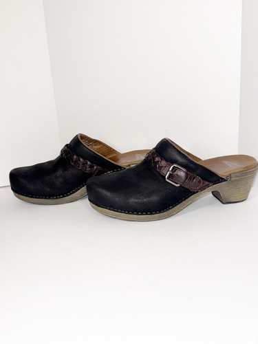 Dansko Melanie Clog Mule Leather Braided Black Brown Buckle Western Boho 42/11.5 - Picture 16 of 16