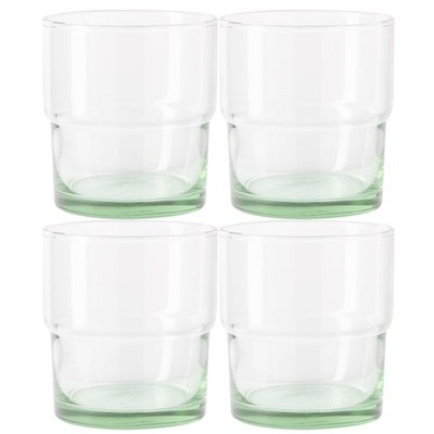 Recycled Green Glass Tumbler Set of 4 10 oz Drinking Glasses