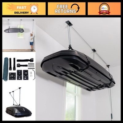 Teal Triangle Cargo Box Hoist - Garage Pulley Lift System, 150 lb Capacity