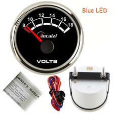 52mm2 Volts Gauge Voltmeter 8-18v Waterproof Blue Led For Car Marine Usa Stock 52mm2 Volts Gauge Voltmeter 8-18v Waterproof Blue Led For Car Marine Usa Stock