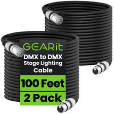 DMX Cable 100 Ft 2 Pack, 3 Pin DMX Cable, XLR Male to Female DMX Lighting Cable