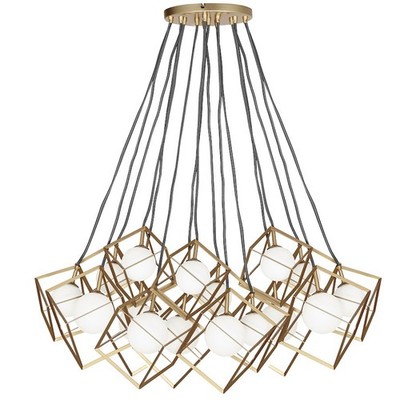 Dainolite Thompson 16 Light Pendant, Gold/Opal White - TSN-16P-GLD