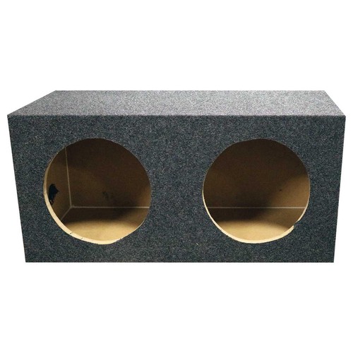 Dual 10 Inch Sealed Heavy Duty Car Subwoofer Box Sub Enclosure w/ Grey Carpet - Picture 2 of 4