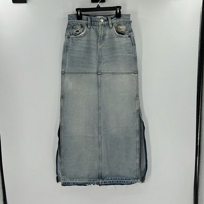 Re/done Women's Mid Rise Split Skirt - Ripped Tide - 23 - New with tags