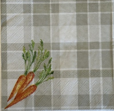 two Individual Carrots Easter Spring beverage paper napkins  Decoupage Bunny