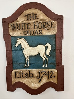 Vintage  The White Horse Estab 1742   Scotch Whiskey Advertising Bar Pub Sign