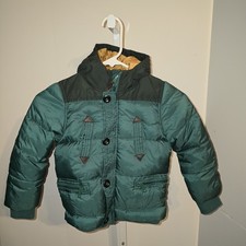 Zara Boys Collection Size 4-5 Winter Puffer Jacket Green and Blue Hooded