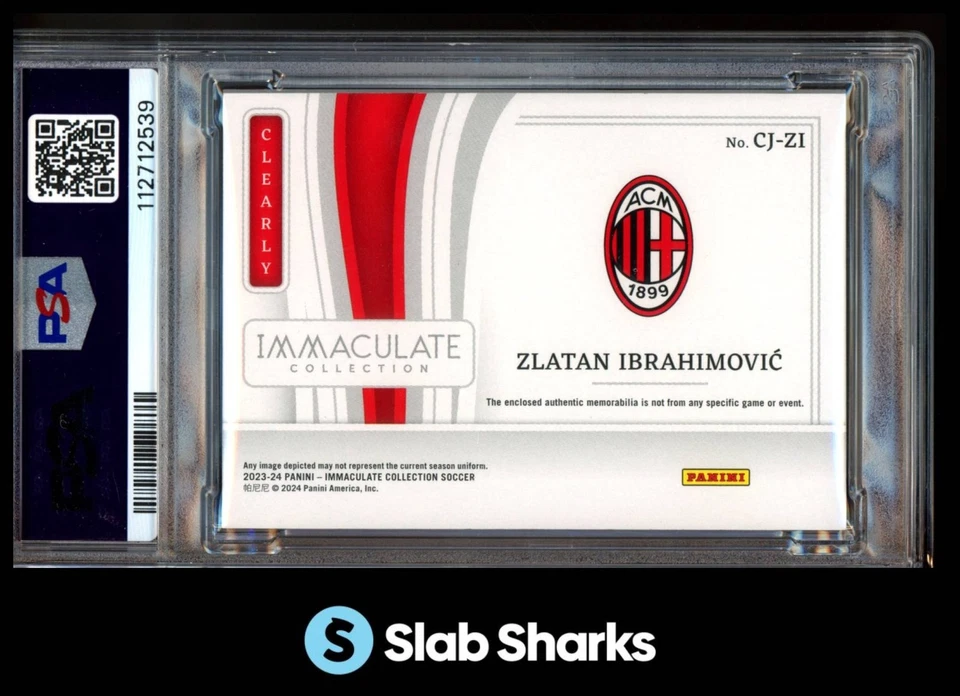 2023 PANINI IMMACULATE COLLECTION ZLATAN IBRAHIMOVIC CLEARLY JERSEYS /99 PSA 8 - Image 2 of 4