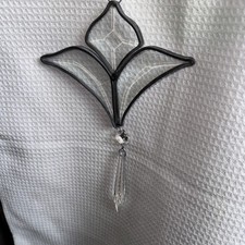 8  Beveled Glass Clear Tulip w/ Crystal Prism Suncatcher - Made in the USA