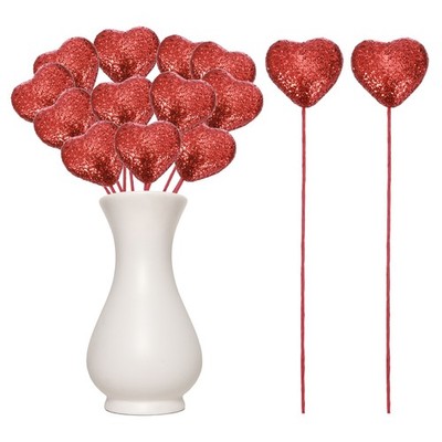 12 Spitzen Herz Glitzer Schaumstoff aufblasbar rot 4cm x 22cm