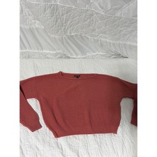 Wild Fable Women Coral Ribbed Knit Crew Neck Sweater Size S