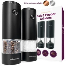 Electric Salt & Pepper Grinder Set Mills Adjustable Coarseness Andrew James UK