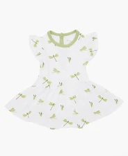 Kyte Baby Twirl Bodysuit Dress In Dragonfly White Pistachio Size 6-12 Months