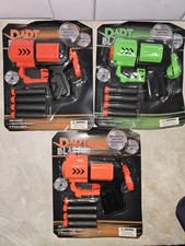 Lot of 3 Foam Dart Blasters Toy Guns Red Green Orange w/ Darts NEW