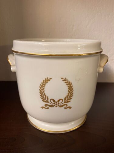 CACHE POT STYLE EMPIRE AVEC COURONNE DE LAURIER PORCELAINE DE PARIS