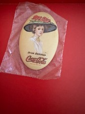 VINTAGE 1973 COCA COLA SMALL OVAL TIN MIRROR ART ADVERTISING MEMORABILIA ART 