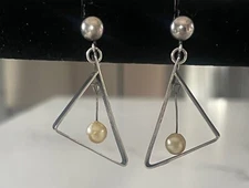 Sterling Kinetic Earrings I. Bryner Brynner Modernist Mid-Century MCM