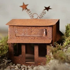 Trio of Rustic Metal Old Time Look Village Stores for Your Fairy Garden or 