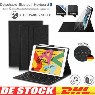 QWERTZ Bluetooth Keyboard Case for iPad 10.2 9th/8th/7th Generation 2021 Air 3