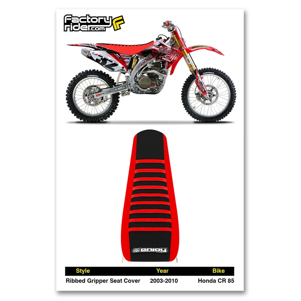 2003 - 2010 HONDA CR 85 SEAT COVER by Enjoy MFG RED & BLACK w/ RED RIBS #95 - Image 2 of 4