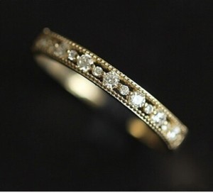 Authentic 14K Gold Plated Ring Set for Him and for Her - Zircon Gemstones - K engraved - 6