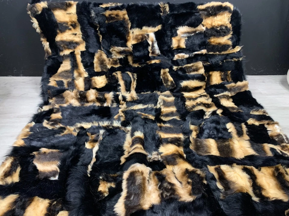 Natural Real Sheepskin Couch Bed Throw Bedspread Home Decor Accent  76in x 60in - Image 3 of 4