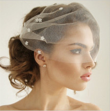 New Bridal Wedding White Veil Blusher wedding fascinator Birdcage veil Ivory