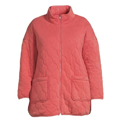 Time and Tru Womens Medium M Onion Quilted Boyfriend Jacket Full Zip New NWT