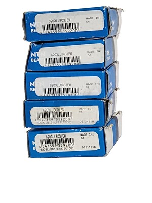 LOT OF 5 NIB NTN 6203LLBC3/EM DEEP GROOVE BALL BEARINGS