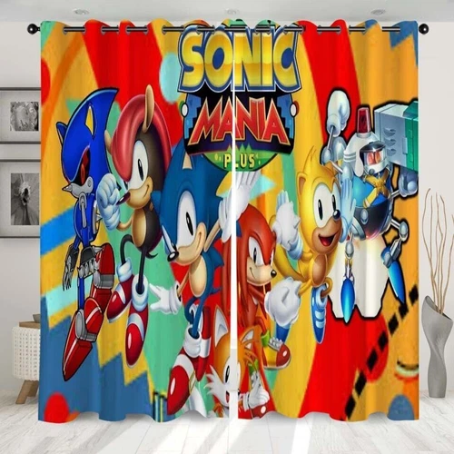 Kinder Sonic The Hedgehog 3D Dicke Verdunkelungsvorhänge Thermo Ring Top Ösen Geschenk - Bild 15 von 30