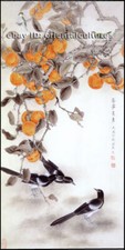 Chinese 100 real natural silk thread,su hand embroidery kits:birds persimmon