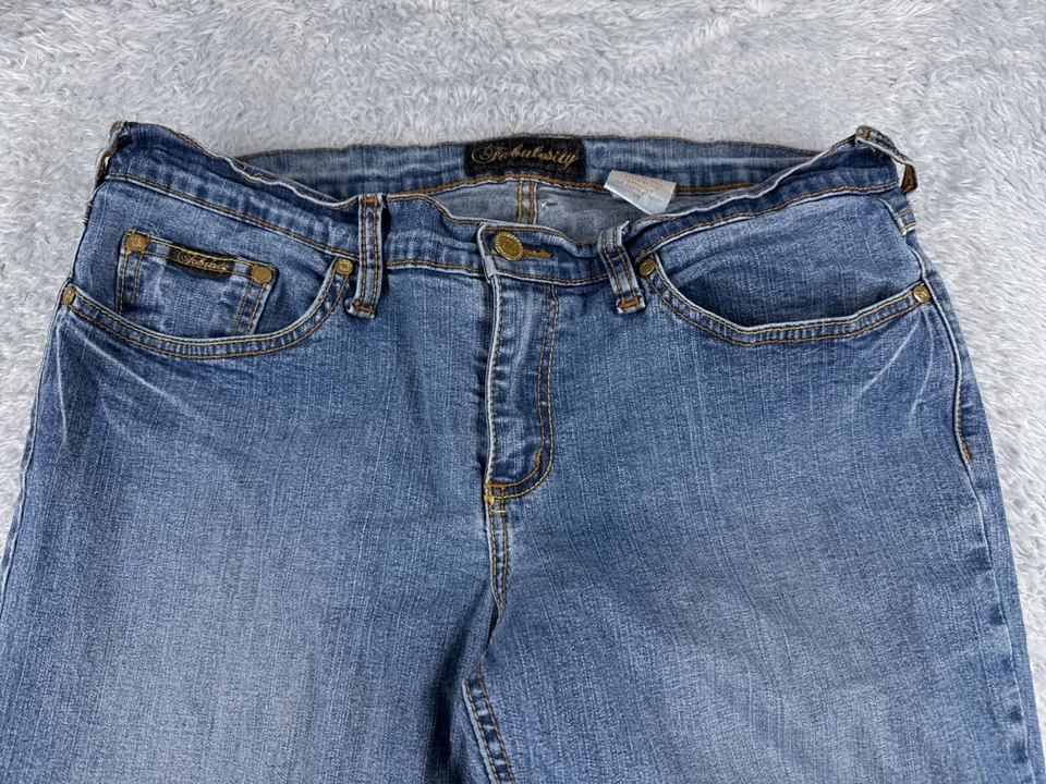 Pantalones de mezclilla Fabulosity para mujer 13 azul lavado medio corte bota tiro medio algodón 30x31 Foto 4 de 4