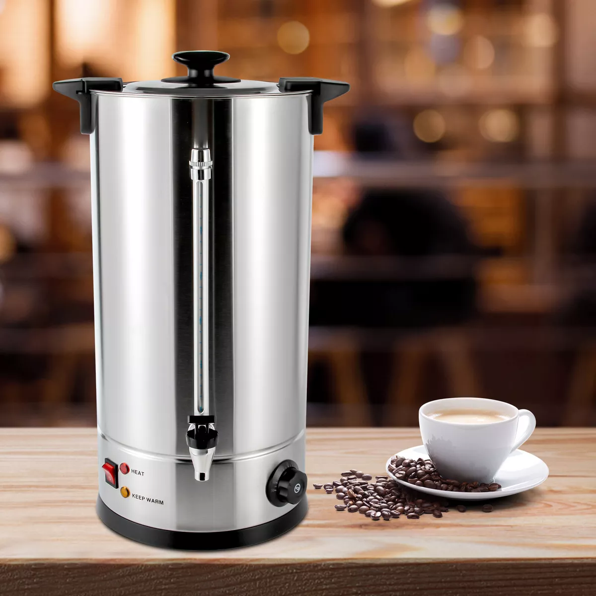 Large coffee maker 30-100 cup, Black and Stainless Coffee Urn