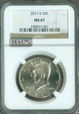 2011-D KENNEDY HALF DOLLAR NGC MS-67 MAC QUALITY✔️