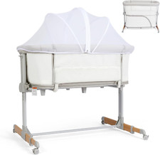 Baby Bassinet Bedside Sleeper Playpen 3 in 1, Arms Reach Co Sleeper Attach to Pa