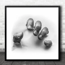Fingers Hand Paper B&W Break Conceptual Fist Clench Clenching Square Art Print