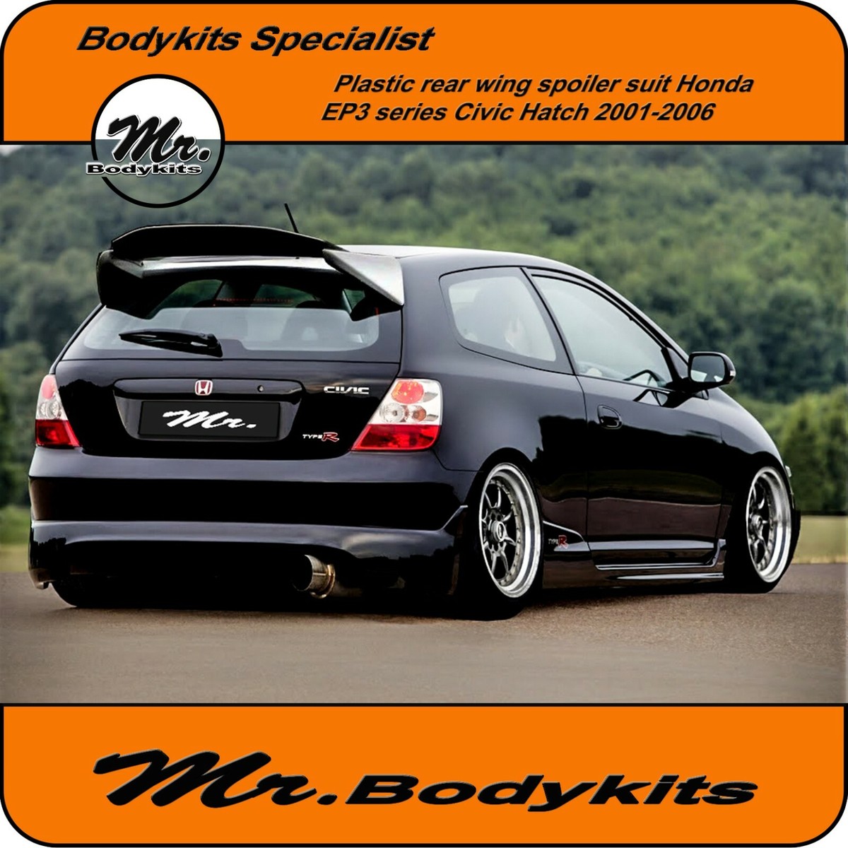 MUGEN EP3シビック用ウイング Well Made Mugen Plastic made rear spoiler wing for Honda EP3 Civic